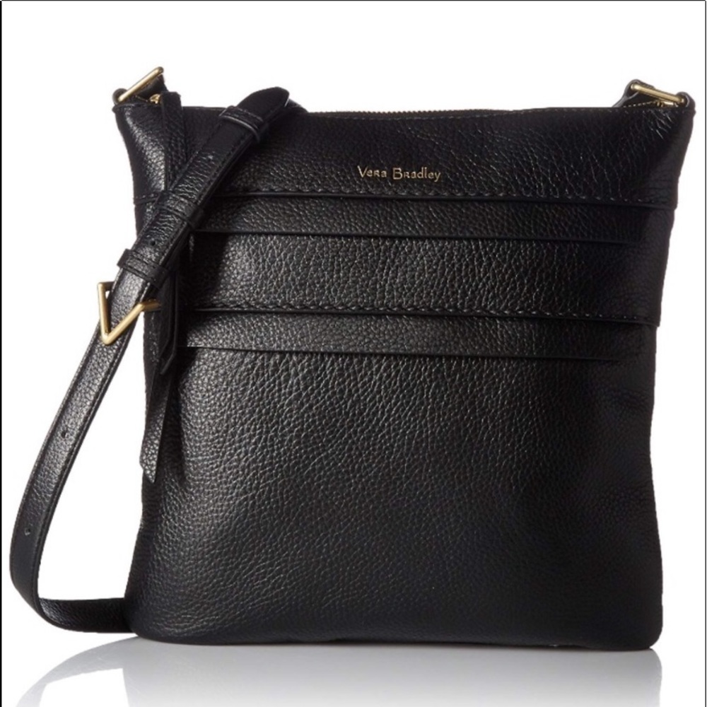 Black Leather Vera Bradley Triple Zip Hipster